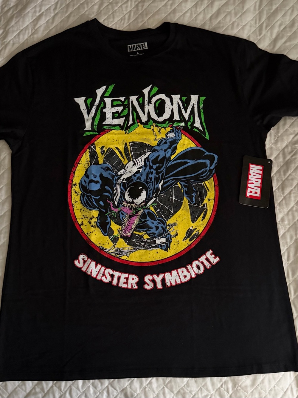 Marvel Venom Graphic Tee - Black with Yellow, Blue, Green, Red Accents